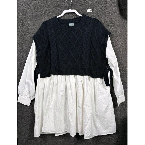 Arula Dress Womens 1X Sweater Vest Layered Long Sleeve Cable Knit NEW - Picture 1 of 9